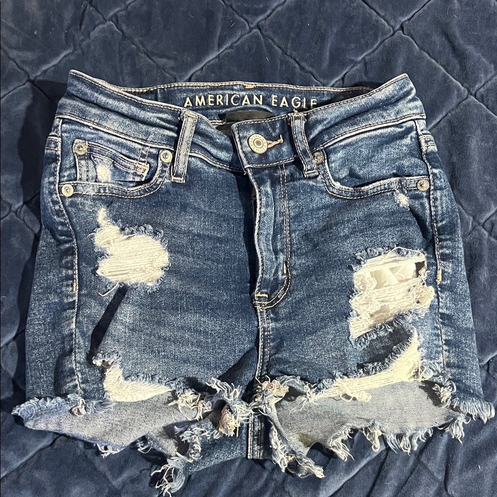 American Eagle Outfitters Ripped Blue Jean Shorts